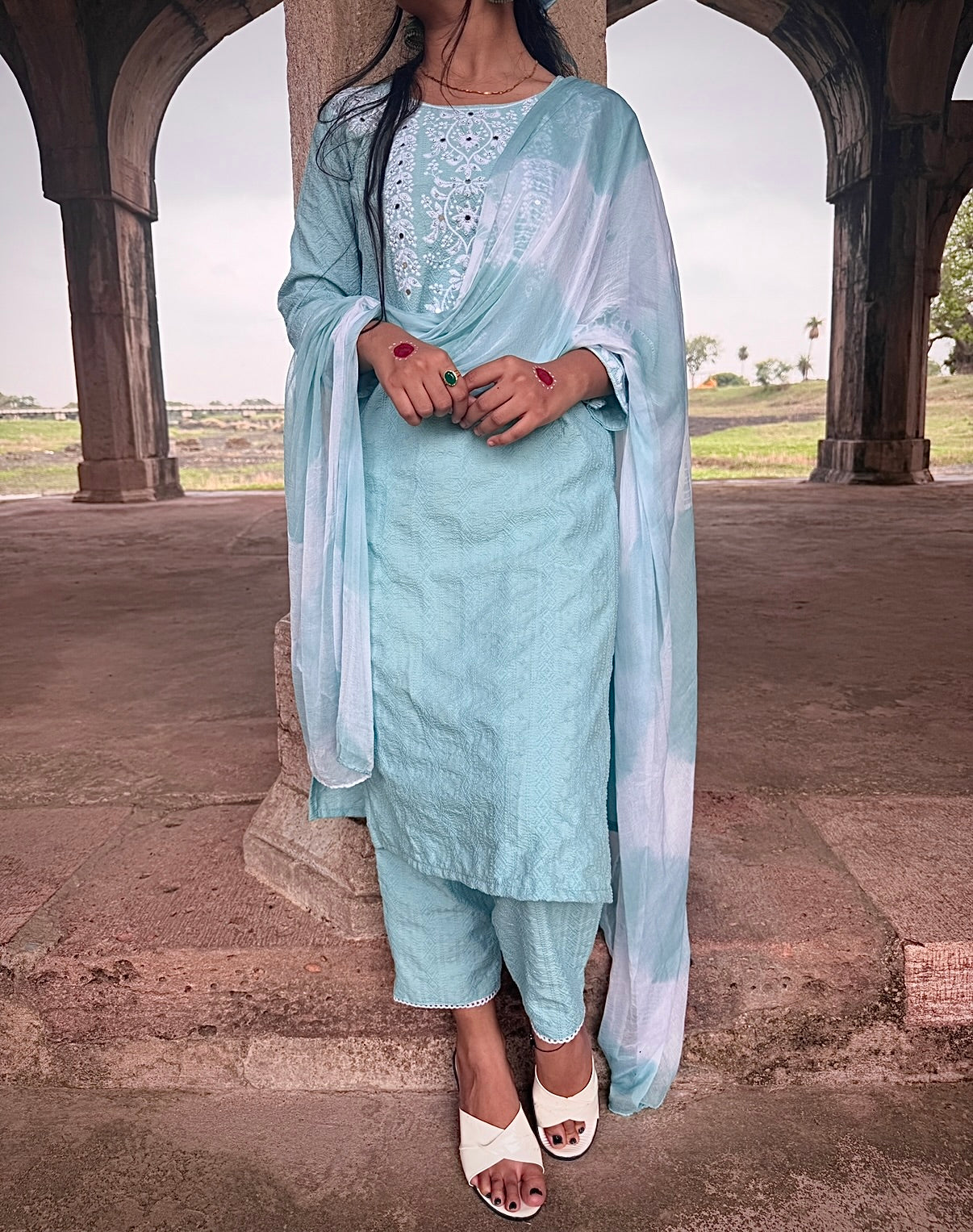 Trendy popcorn Embroidered Pant Suit Set for Women – Casual & Festive Wear