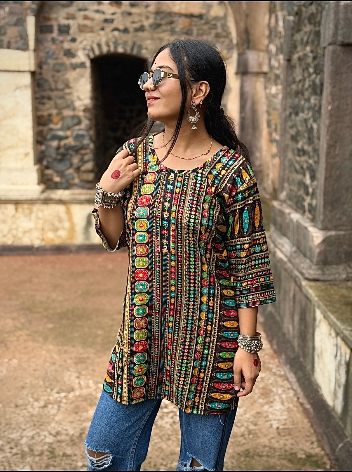 Straight-cut Short Kurti for a relaxed silhouette