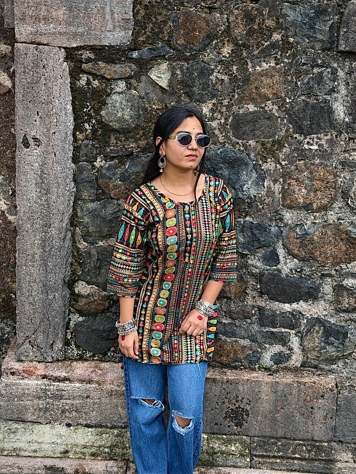 Straight-cut Short Kurti for a relaxed silhouette