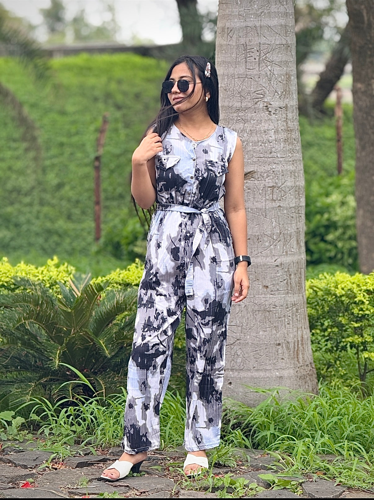 Women’s Casual Printed Jumpsuit – Relaxed Fit