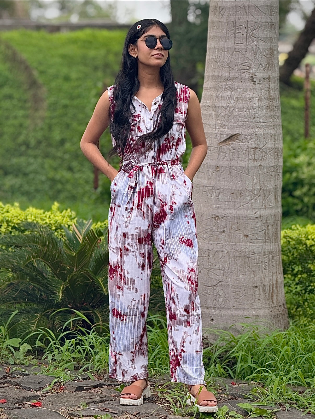 Women’s Casual Printed Jumpsuit – Relaxed Fit