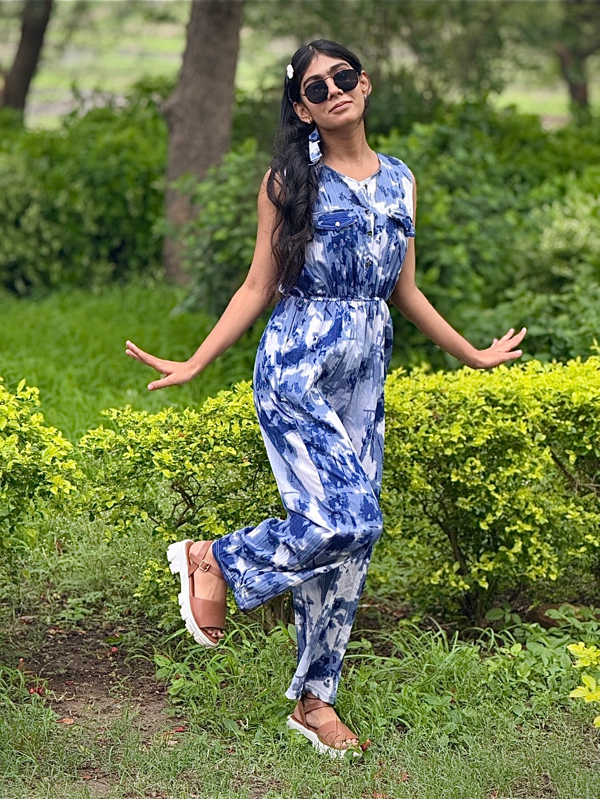 Women’s Casual Printed Jumpsuit – Relaxed Fit