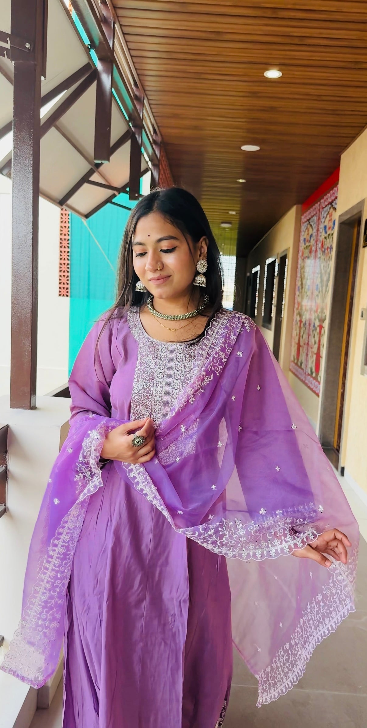 ✨ Lavender Grace Embroidered Anarkali Suit