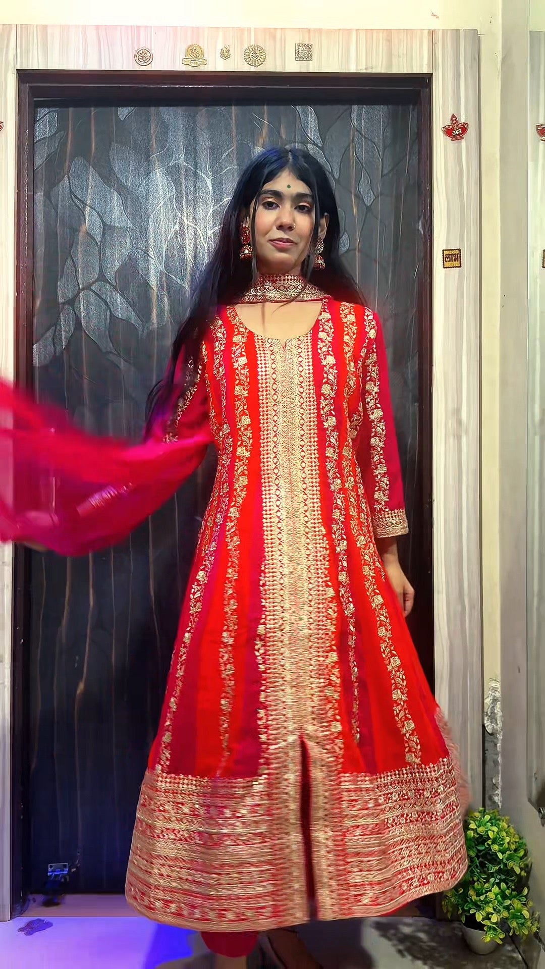 "Laal Rangrez" Traditional Embroidered Kurta & Palazzo Set β Red Royalty