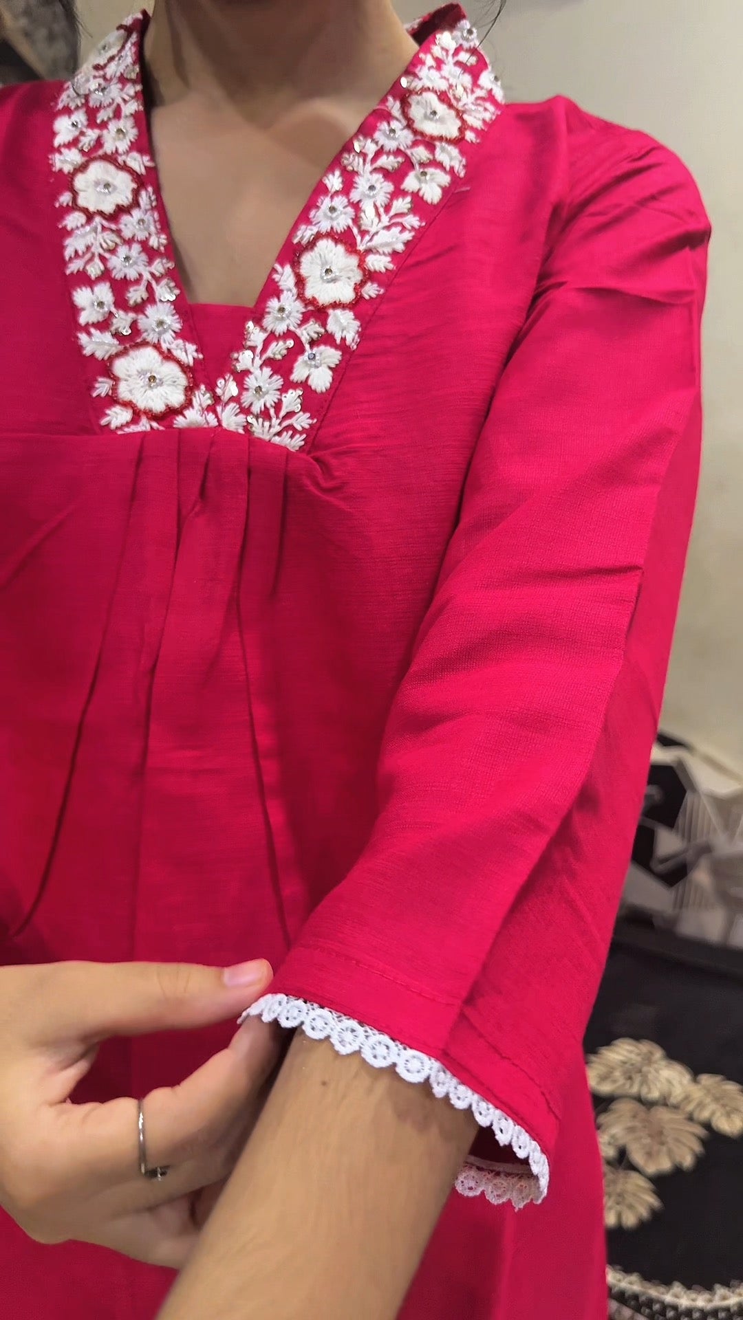 "Gulabi Noor" Embroidered Anarkali Kurta Set with Dupatta β Pink & White Elegance