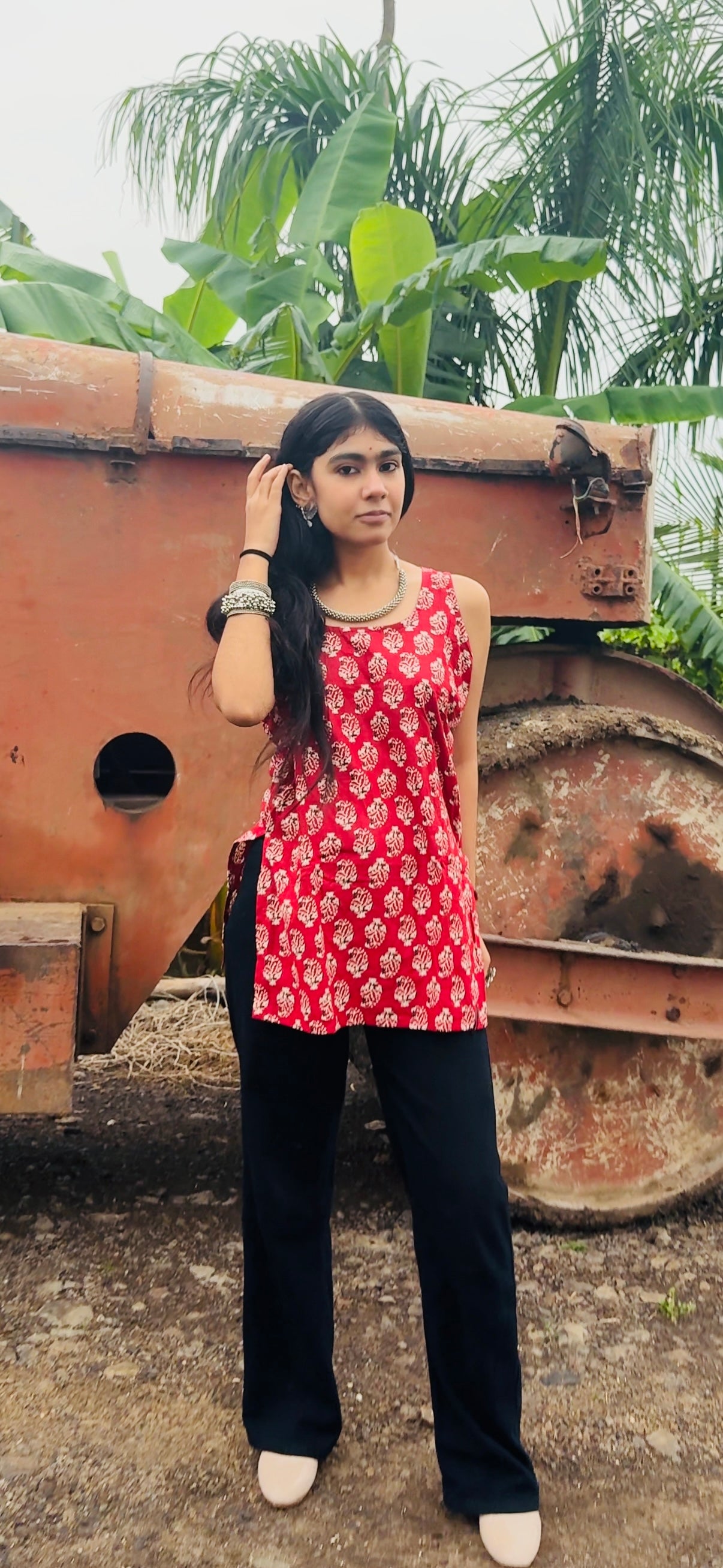 Handcrafted Cotton Short Kurti β Ikat & Block Print Boho Ethnic Top