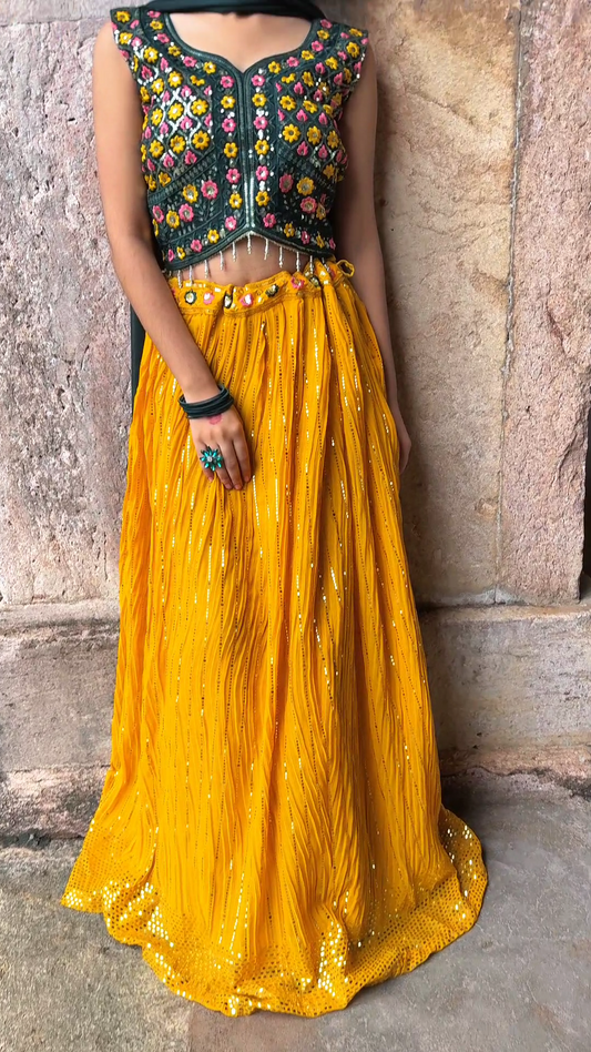 Designer Lehenga Choli for Women | Mehendi, Sangeet, Haldi Outfit