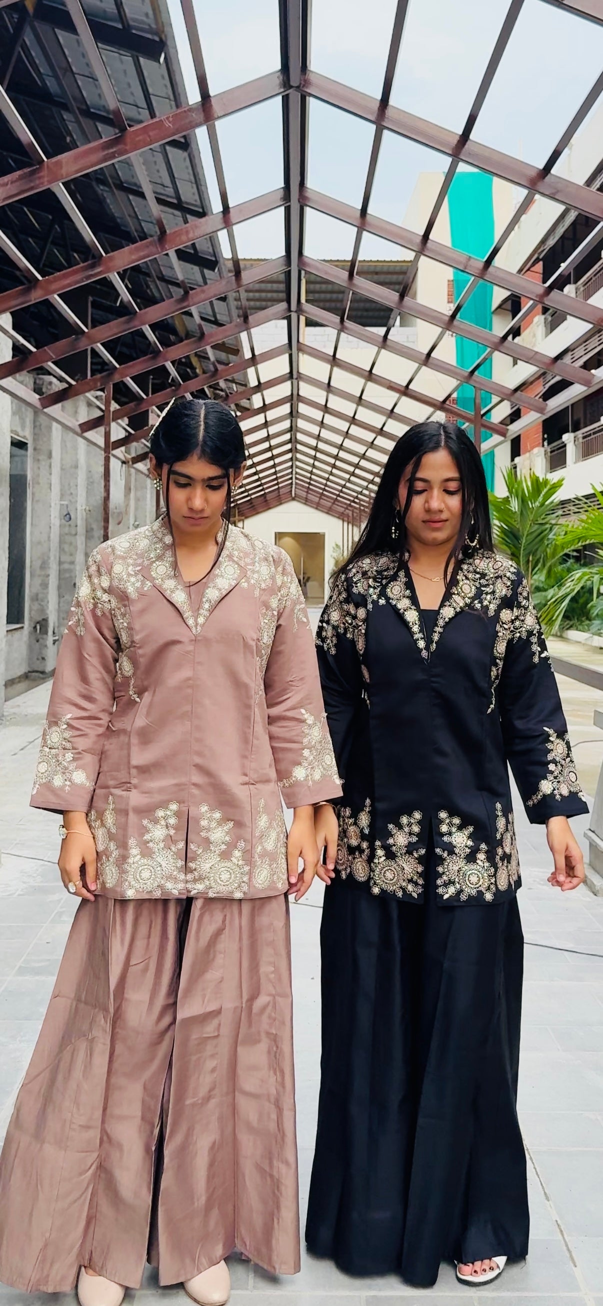 Black Embroidered Indo-Western Suit Set | Elegant Festive Jacket Style