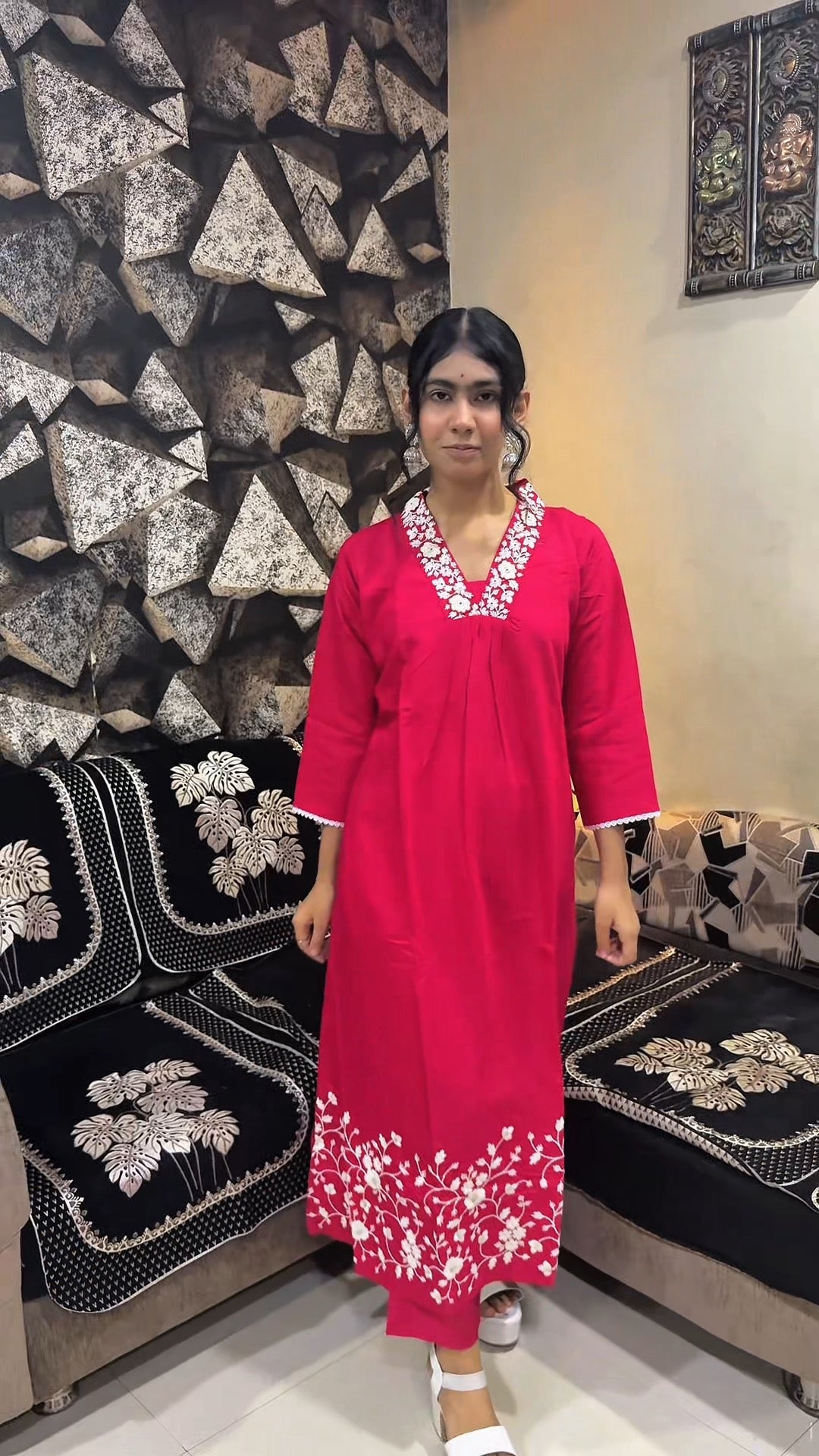 "Gulabi Noor" Embroidered Anarkali Kurta Set with Dupatta β Pink & White Elegance
