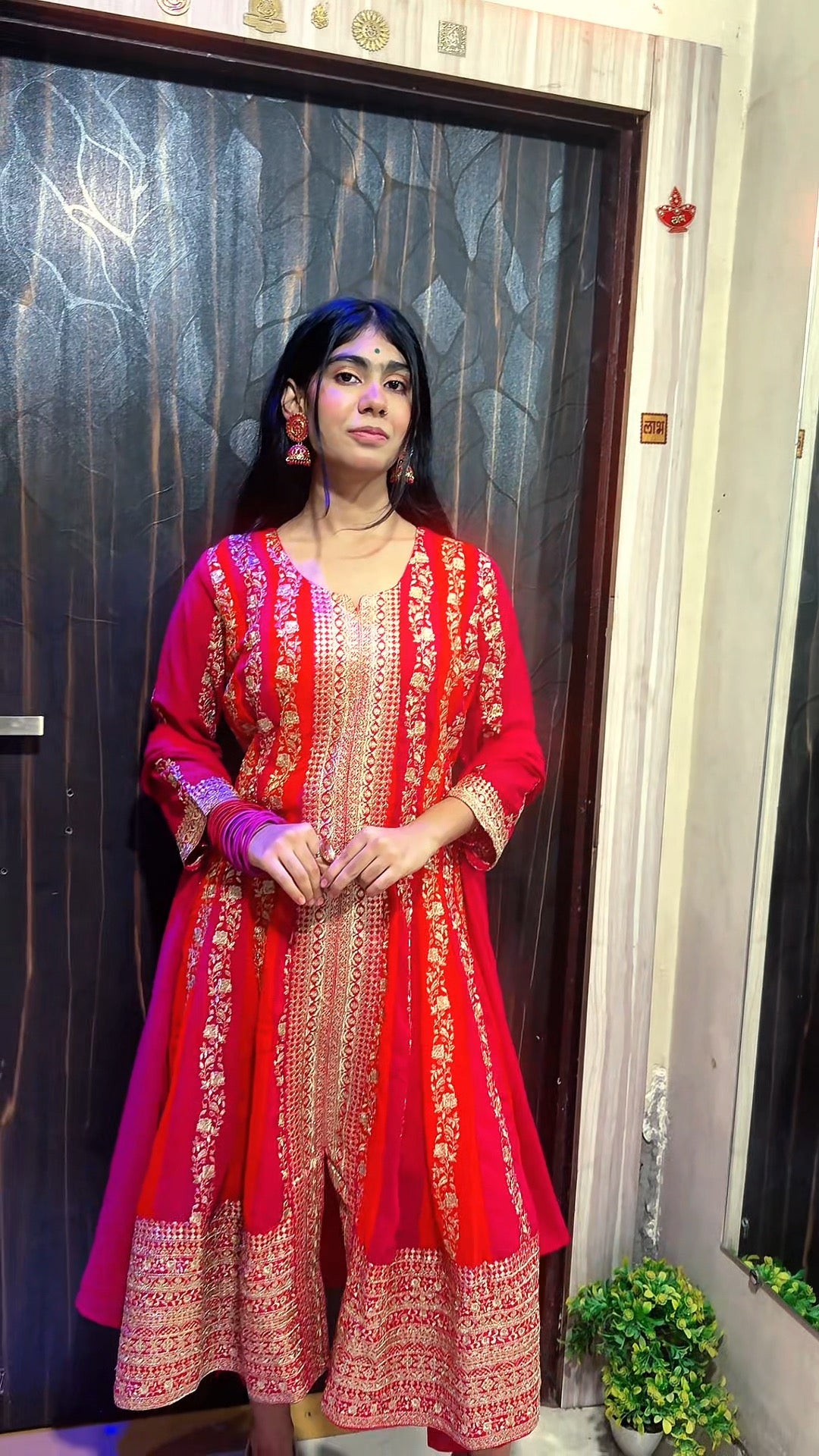 "Laal Rangrez" Traditional Embroidered Kurta & Palazzo Set β Red Royalty