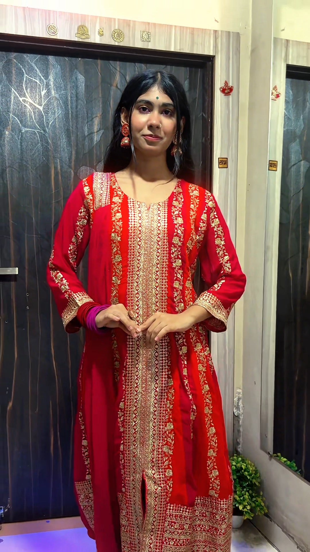 "Laal Rangrez" Traditional Embroidered Kurta & Palazzo Set β Red Royalty