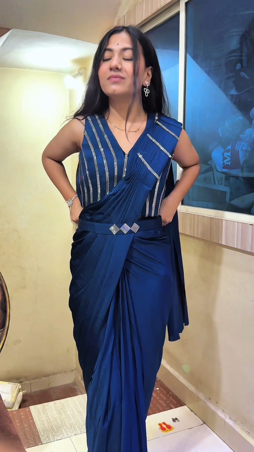 Shimmer Ready-to-Wear Saree with Handcrafted Blouse