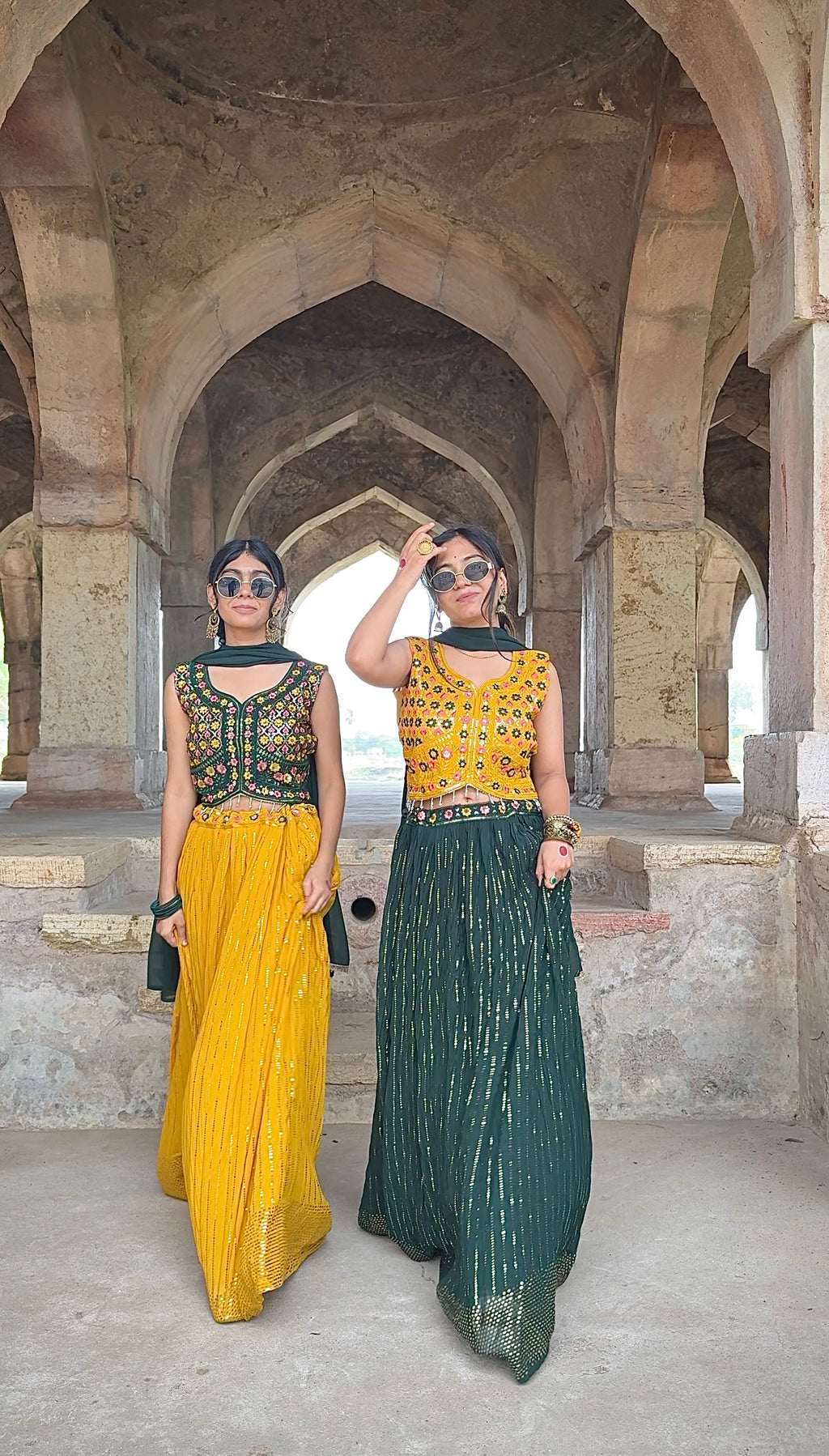 Premium georgette lehenga with sequin work, embroidered blouse