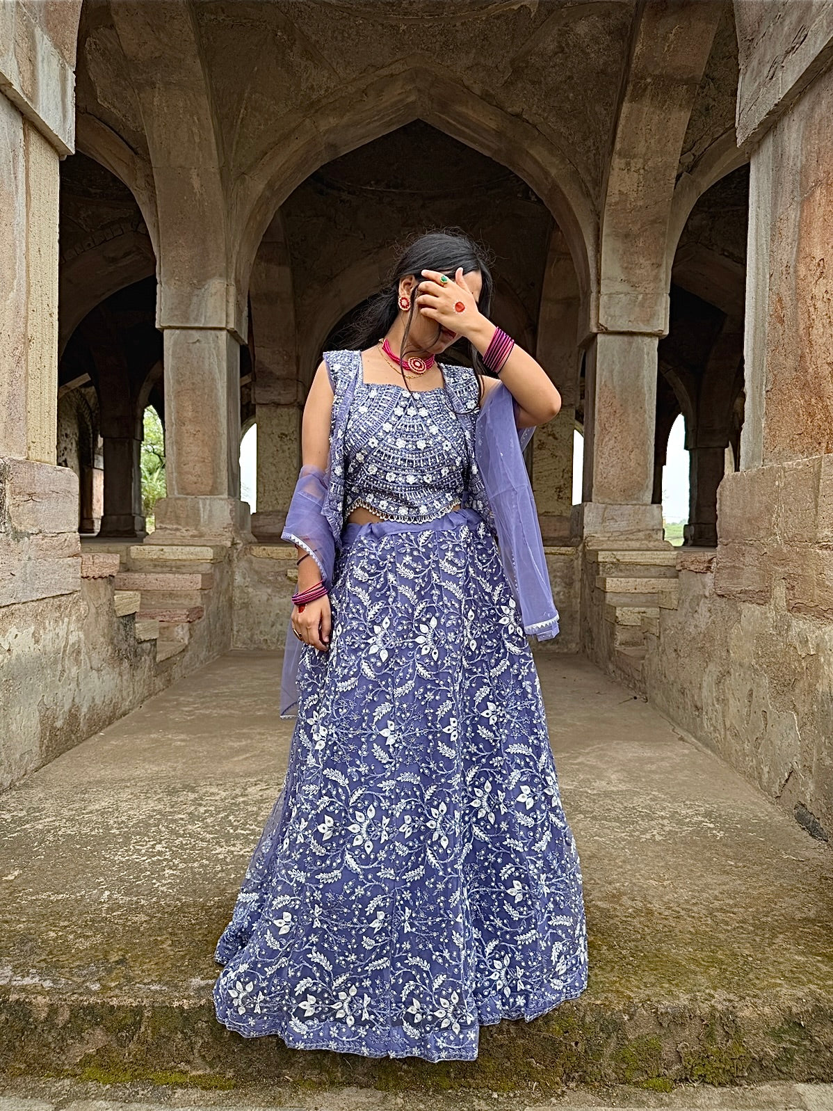 Embroidered Lehenga with Blouse & Dupatta Online