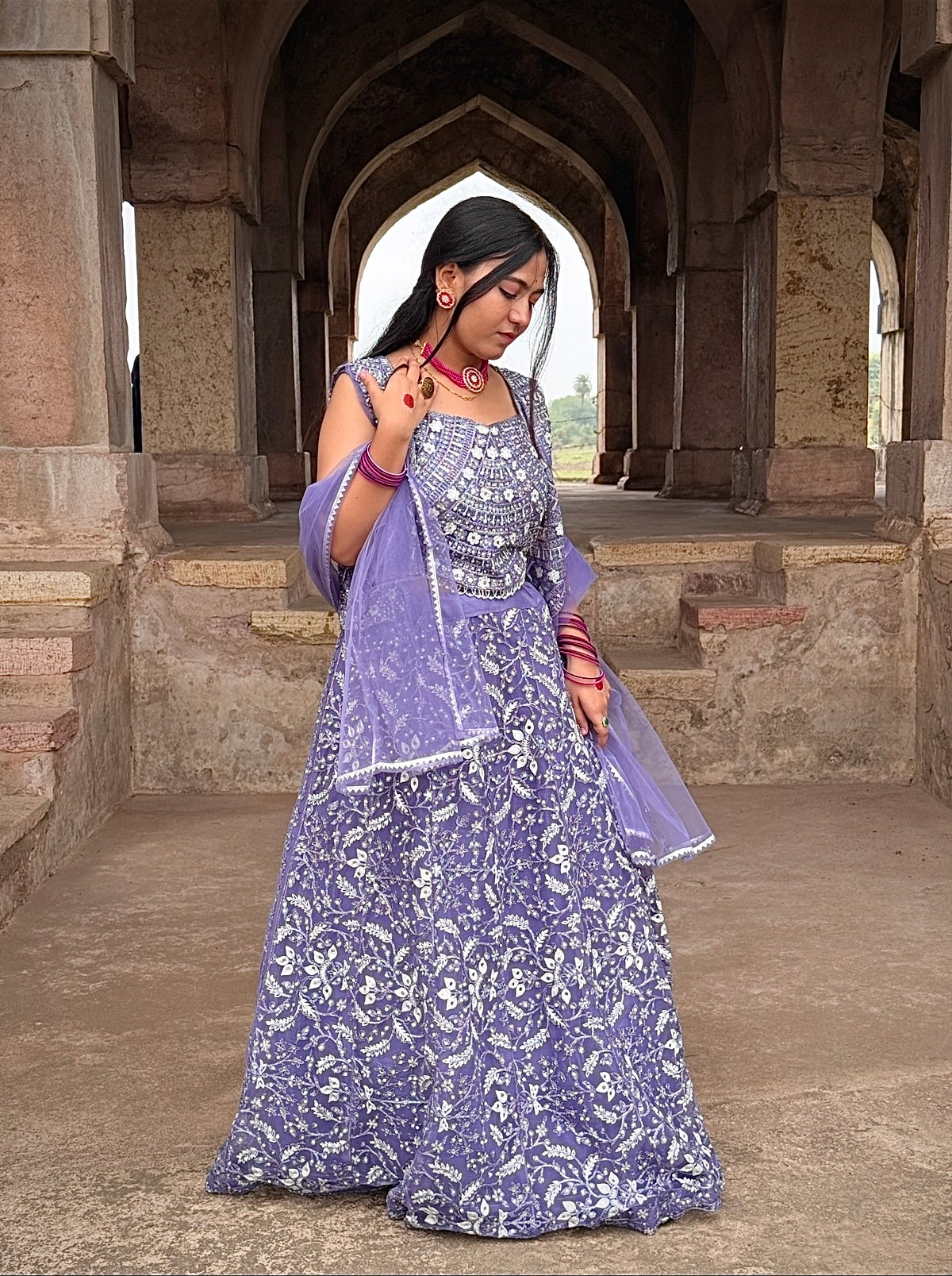 Embroidered Lehenga with Blouse & Dupatta Online