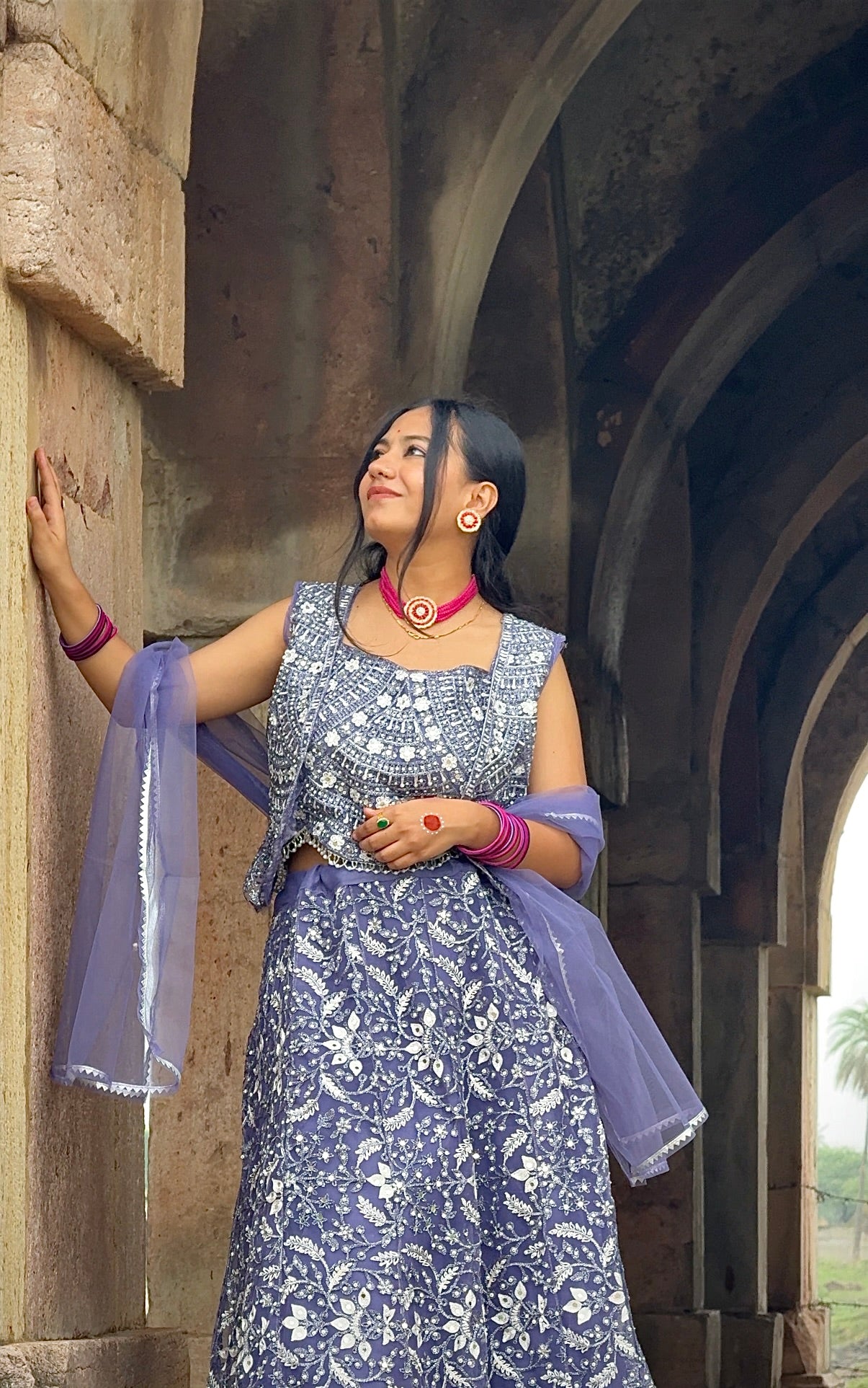Embroidered Lehenga with Blouse & Dupatta Online