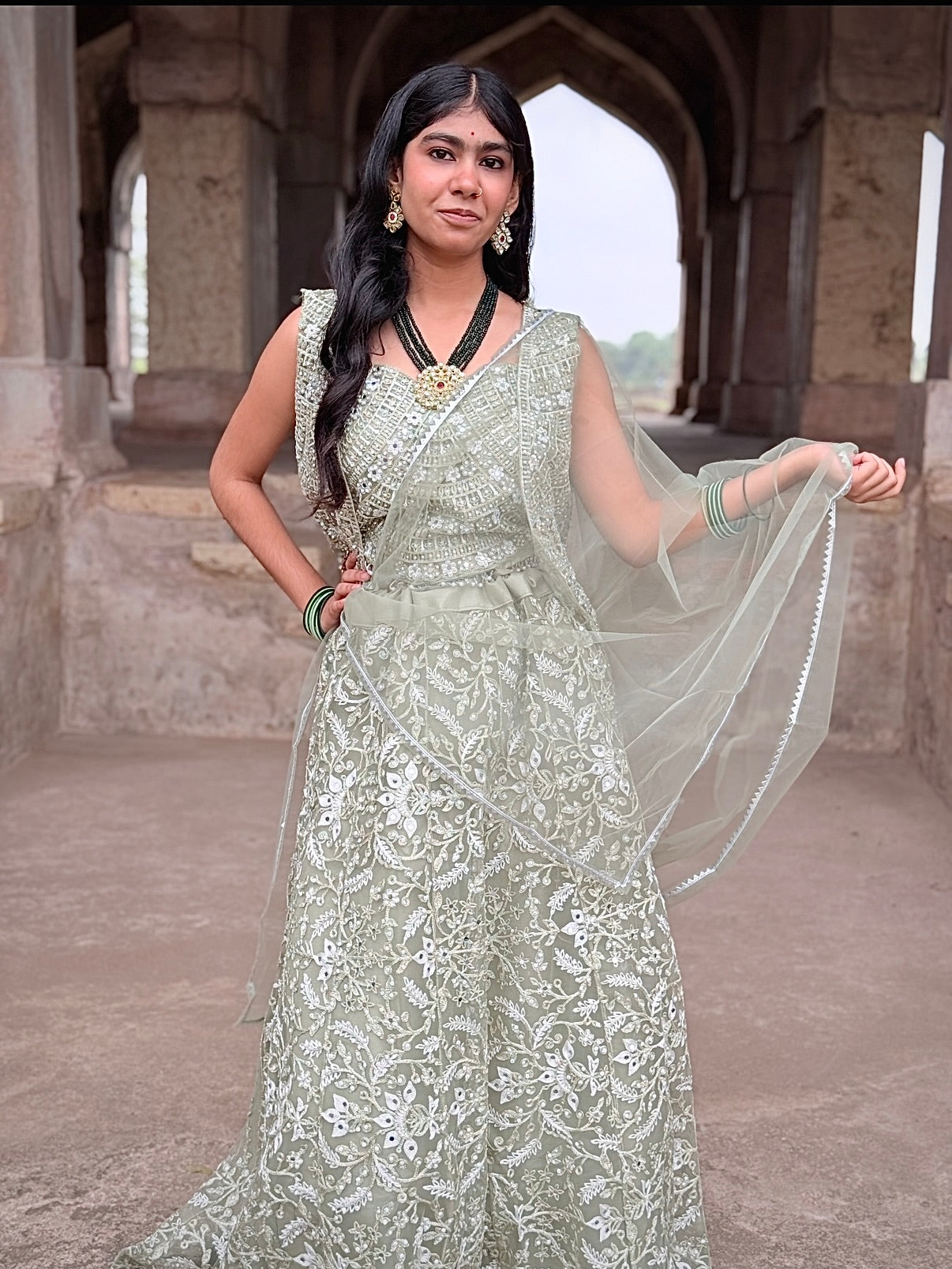 Embroidered Lehenga with Blouse & Dupatta Online