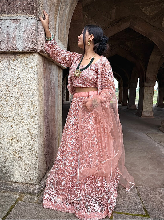 Embroidered Lehenga with Blouse & Dupatta Online