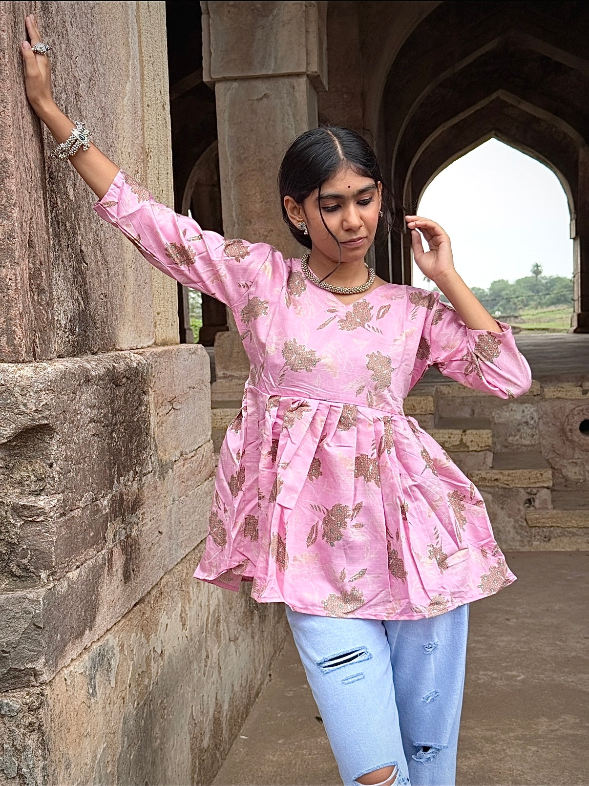 Premium Short Kurti silk blend fabric for a rich, elegant feel