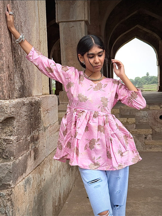 Premium Short Kurti silk blend fabric for a rich, elegant feel