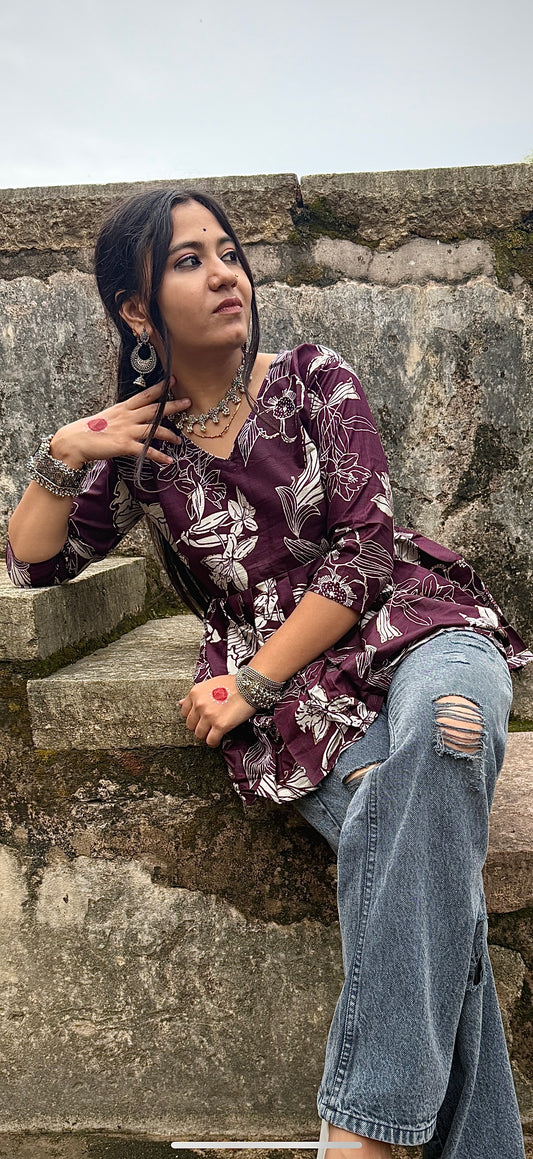 Premium Short Kurti silk blend fabric for a rich, elegant feel