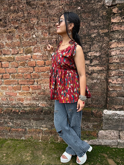 V-neck Short Kurti for a sleek, feminine touch