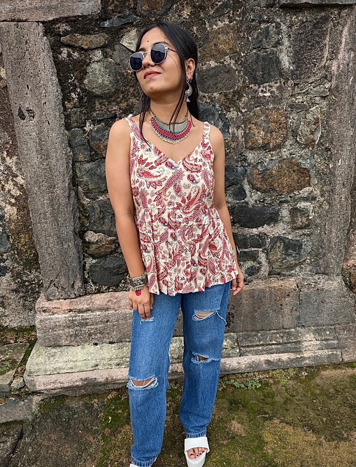 🎀 Adjustable shoulder tie Short Kurti