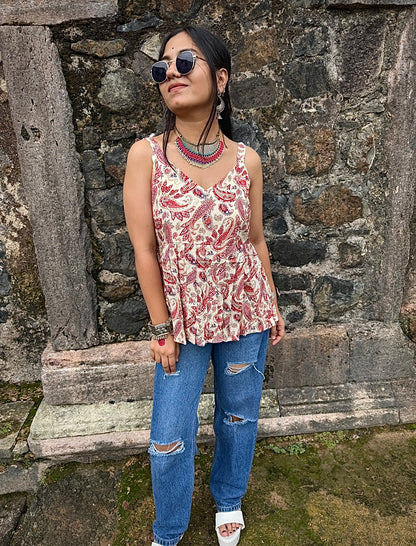 🎀 Adjustable shoulder tie Short Kurti