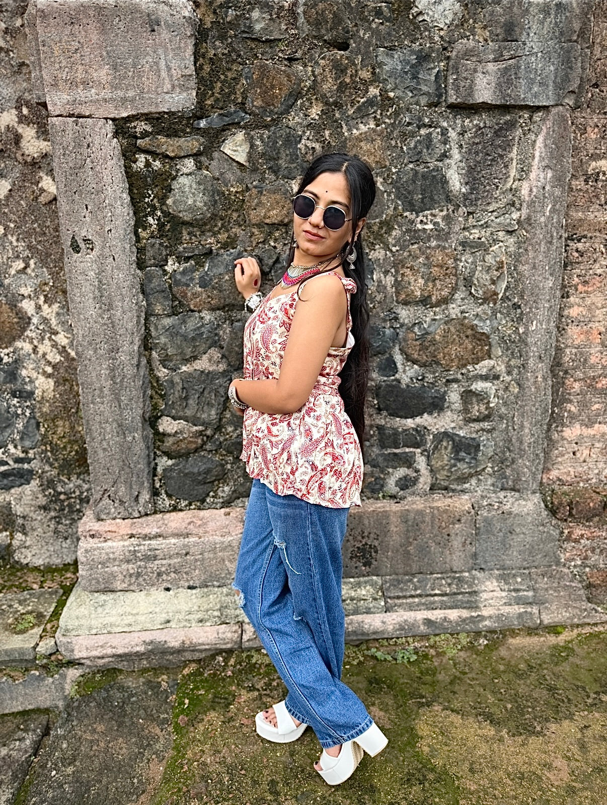 🎀 Adjustable shoulder tie Short Kurti