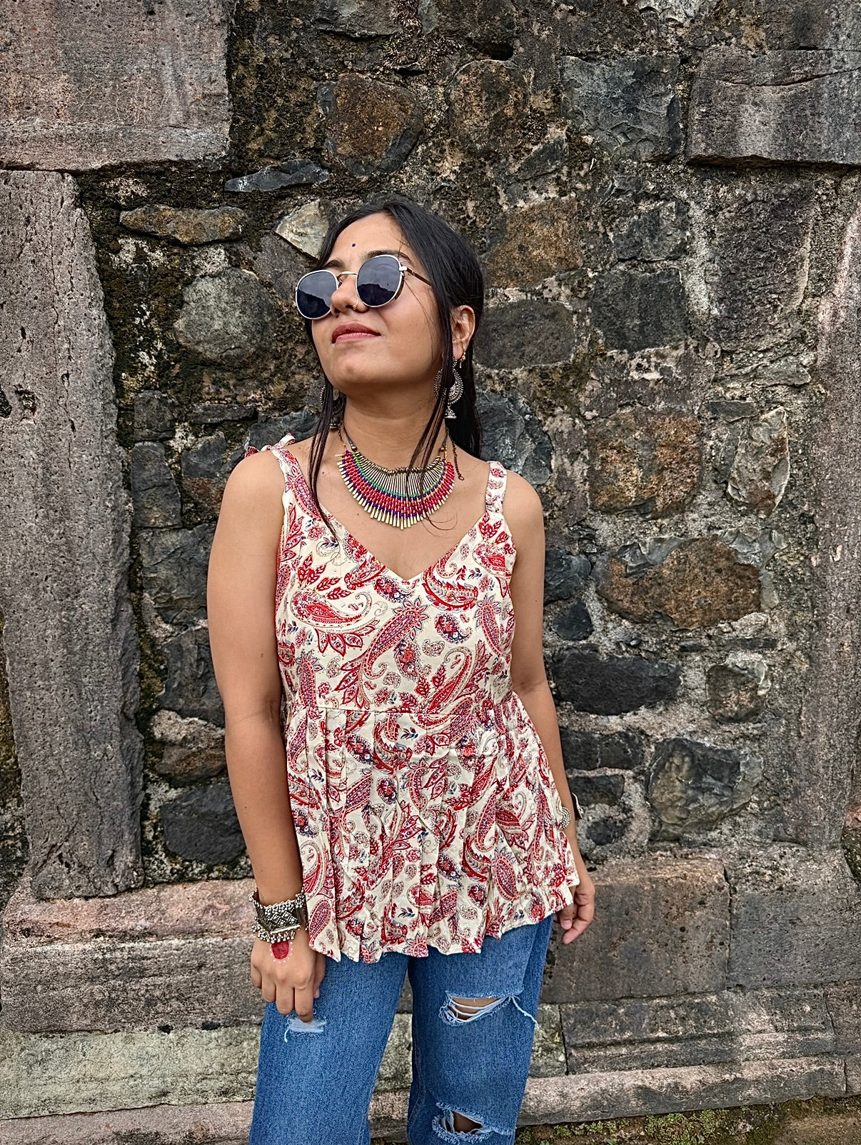 🎀 Adjustable shoulder tie Short Kurti