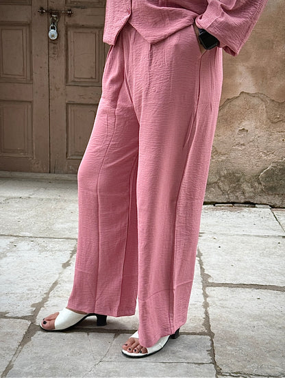 V-Neck Shirt & Wide-Leg Pants Cord Sets – Soft office look cord sets /office wear, casual wear