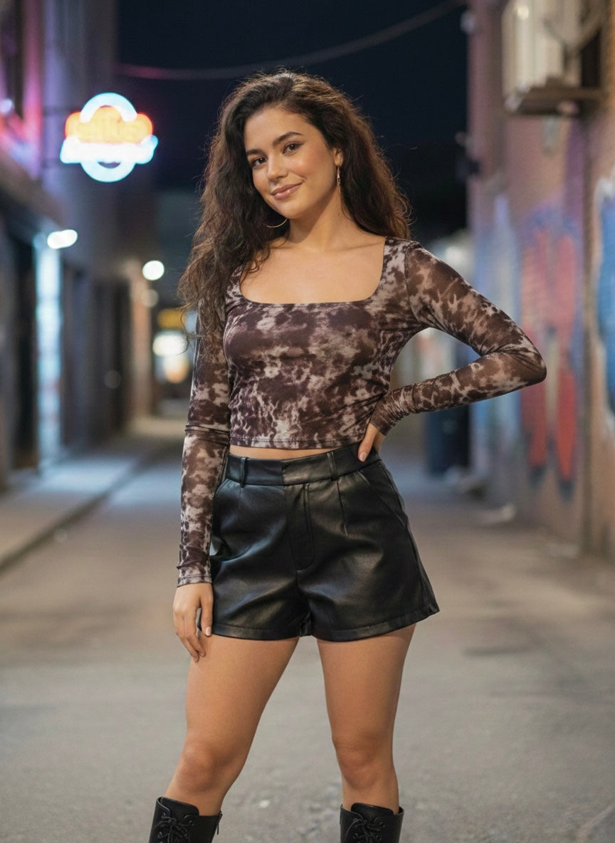Trendy Tie-Dye Long Sleeve Crop Top - Multiple Styles