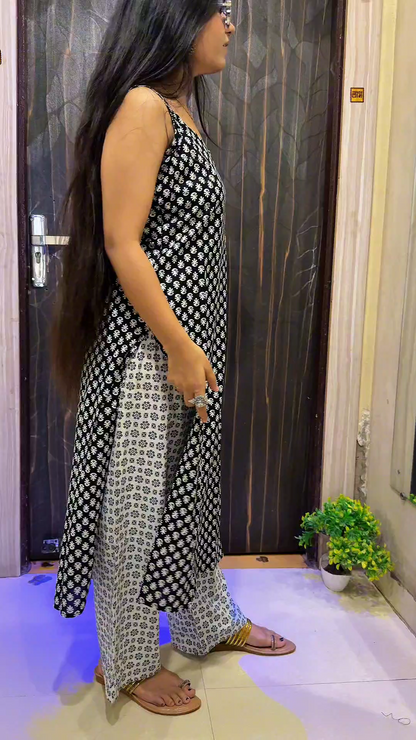 Black & White Printed Cotton Cord Set