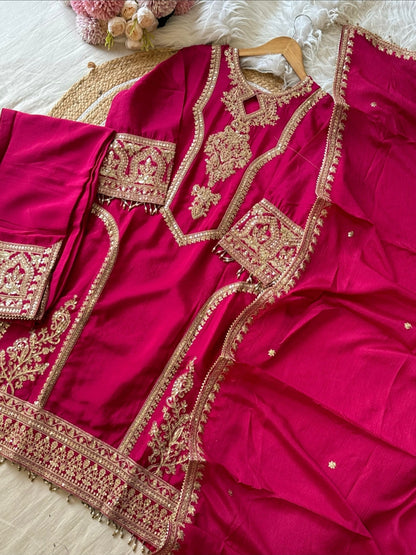 Embroidered Kurta Pant Dupatta Set