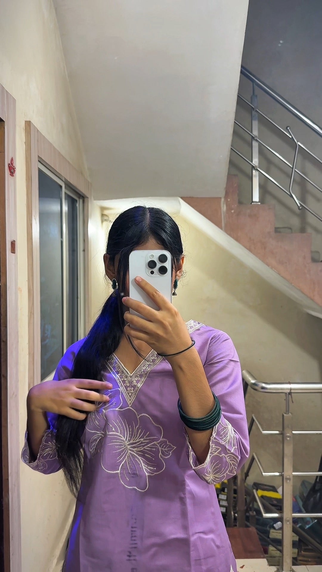 Lavender Floral Embroidered Cord Sets