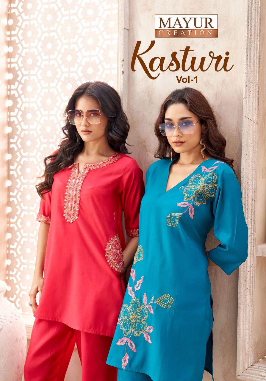 Indian Ethnic Embroidered Kurti & Straight Pant Co-Ord Set for Women