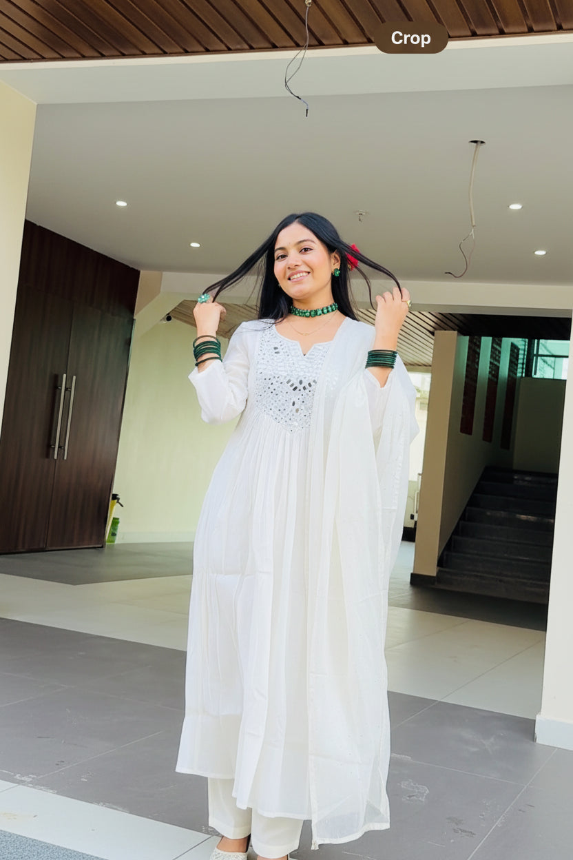 Nehar Mirror-Work Anarkali Suit
