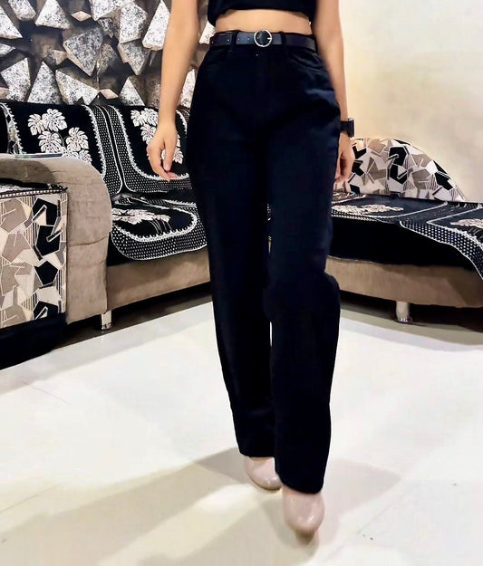Black Straight fit Baggy Jeans for Women