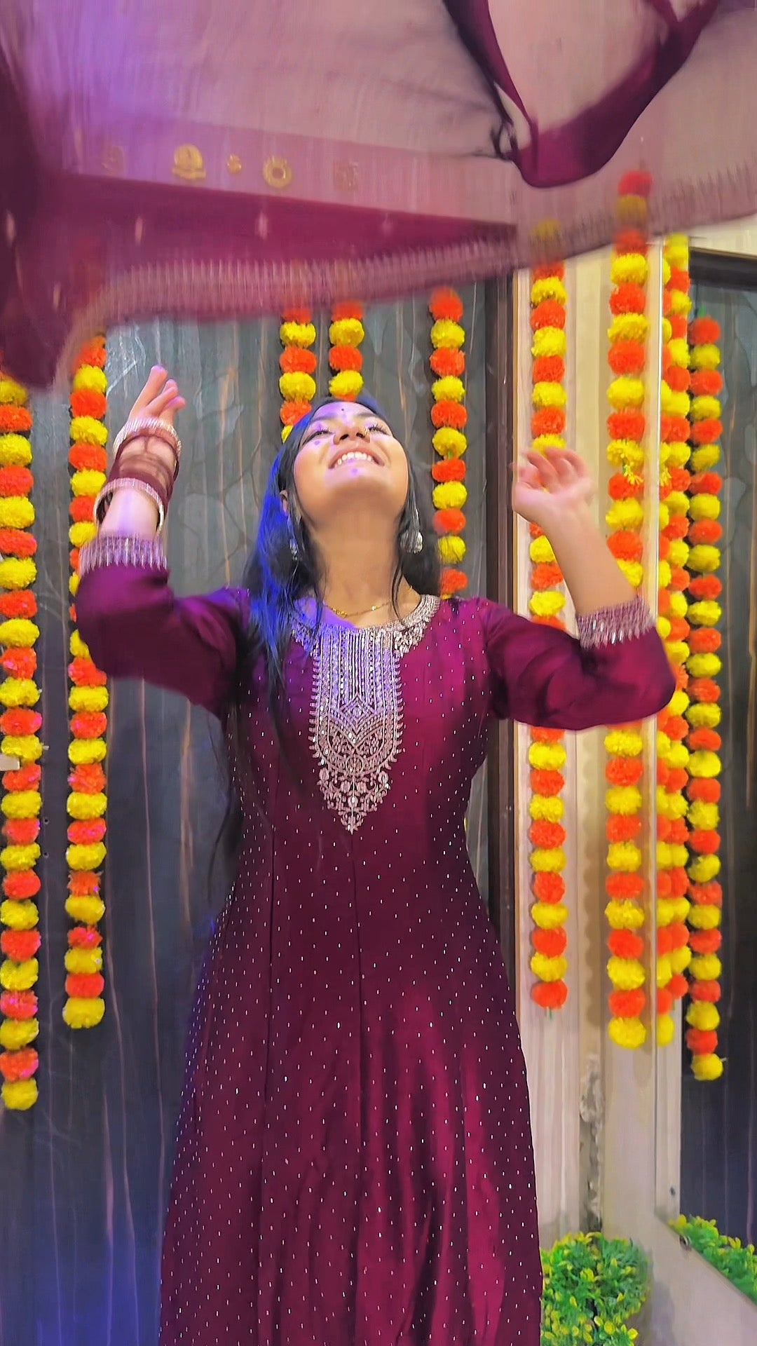 Embellished Maroon Anarkali Suit Set with Dupatta