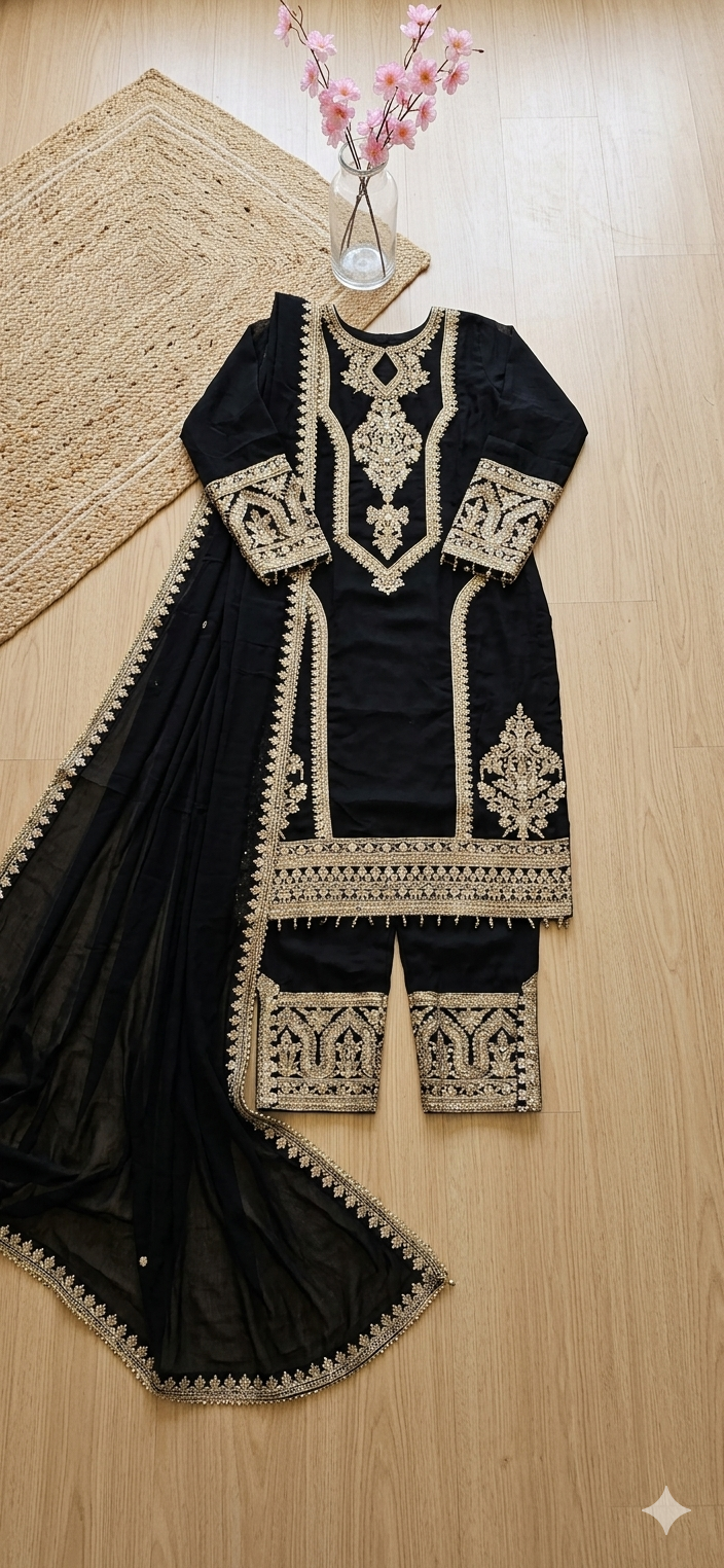 Embroidered Kurta Pant Dupatta Set