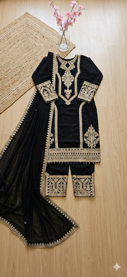 Embroidered Kurta Pant Dupatta Set