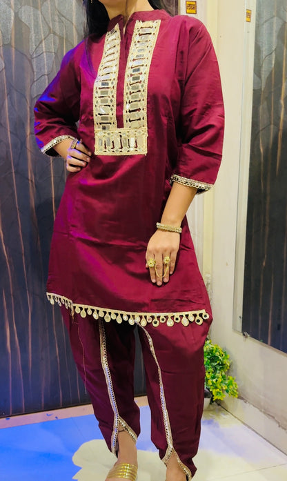 Mirror Work Silk Kurta Set for Women – Festive Ethnic Wear