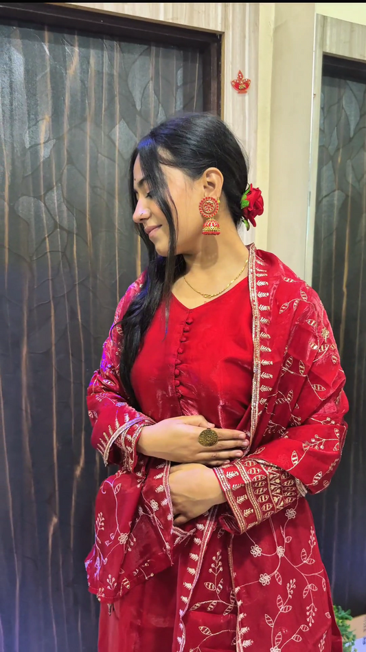 Luxury Jimmy Choo Fabric Embroidered Kurta Set with Dupatta
