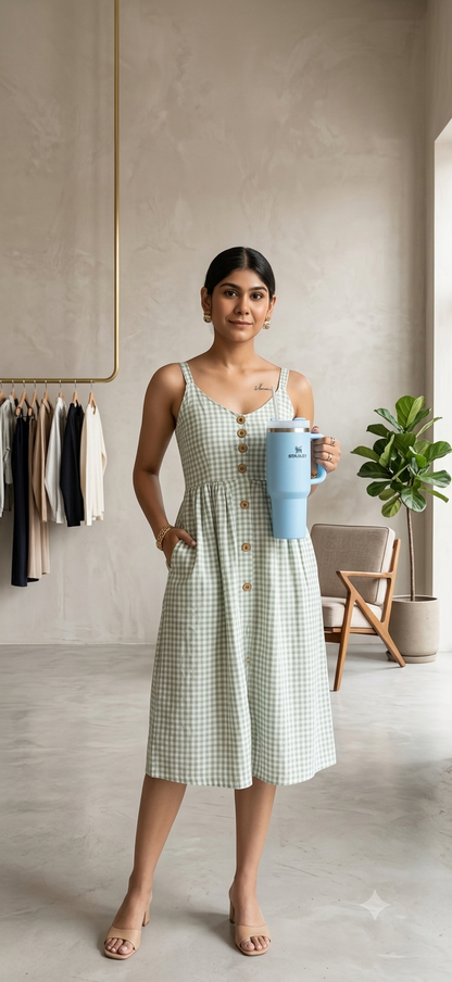 Women's  Printed Tiered Fit & Flare Midi Dress with Shoulder Straps