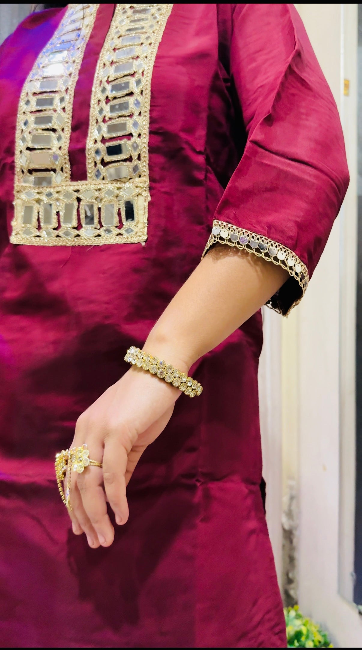 Mirror Work Silk Kurta Set for Women – Festive Ethnic Wear