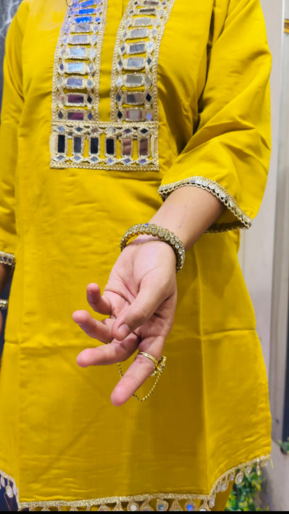 Mirror Work Silk Kurta Set for Women – Festive Ethnic Wear