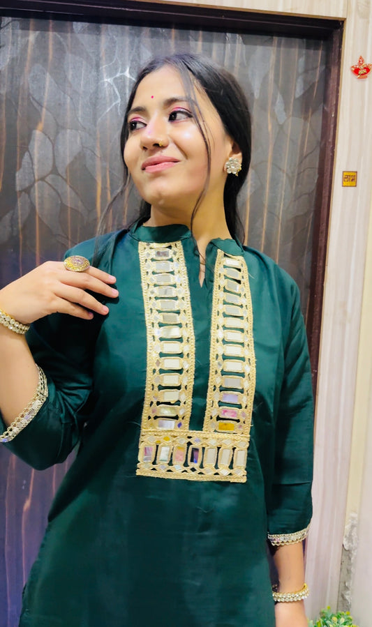 Mirror Work Silk Kurta Set for Women – Festive Ethnic Wear