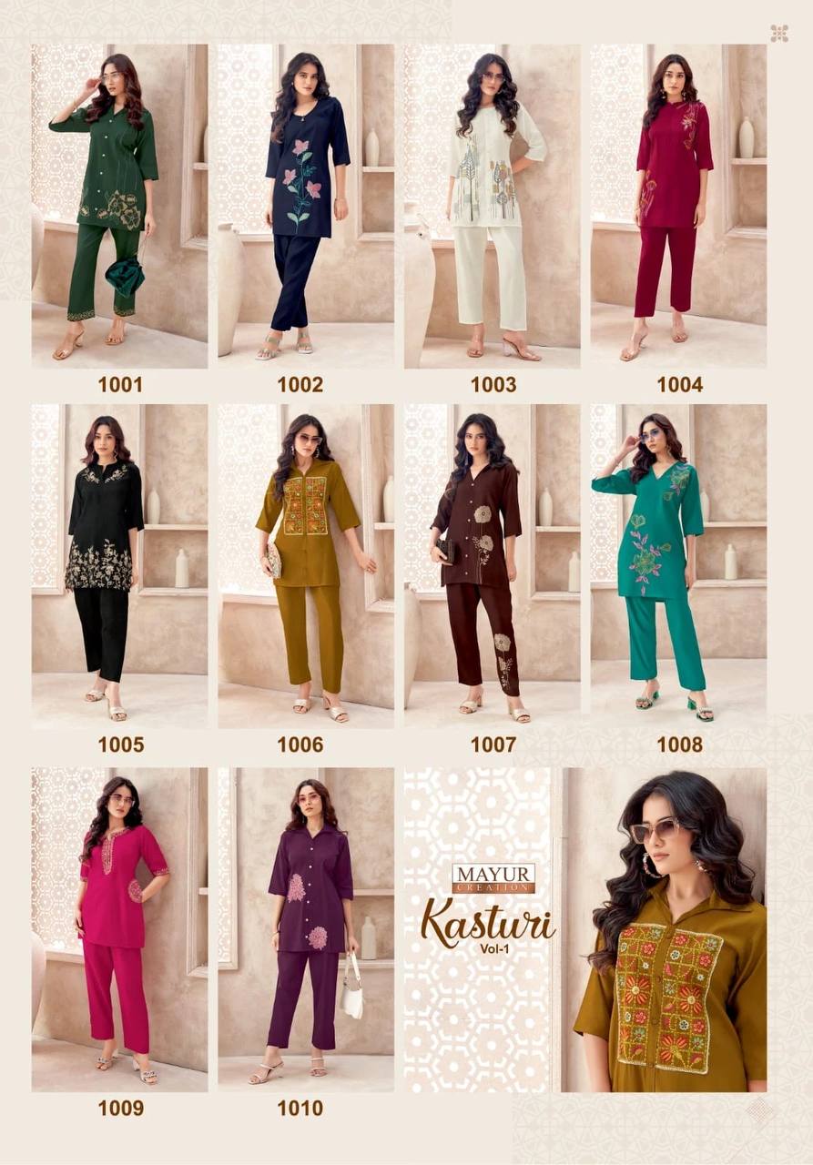 Indian Ethnic Embroidered Kurti & Straight Pant Co-Ord Set for Women