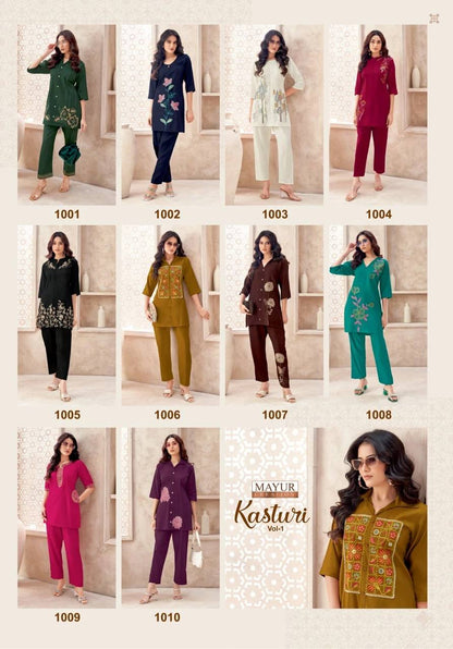 Indian Ethnic Embroidered Kurti & Straight Pant Co-Ord Set for Women