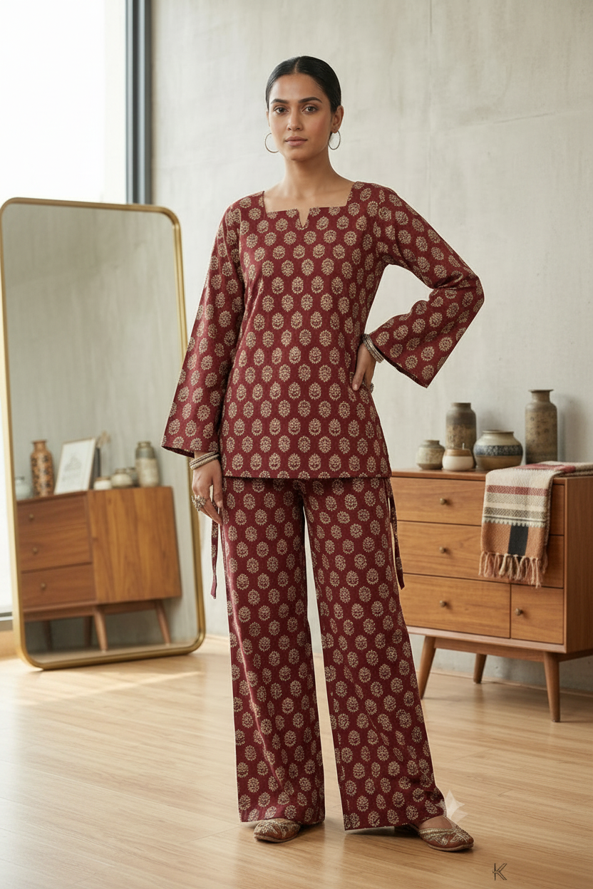 Dor Full Sleeve Side Tie Top with pant